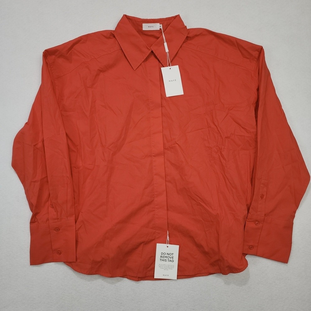 Maye Gigi Shirt Womens 3XL Red Long Sleeve Casual Pointed Collar Button Up